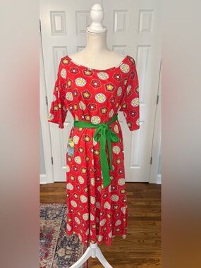 Svaha NWT Organic Cotton Red Floral T-shirt Dress w/ Pockets Sz 2X